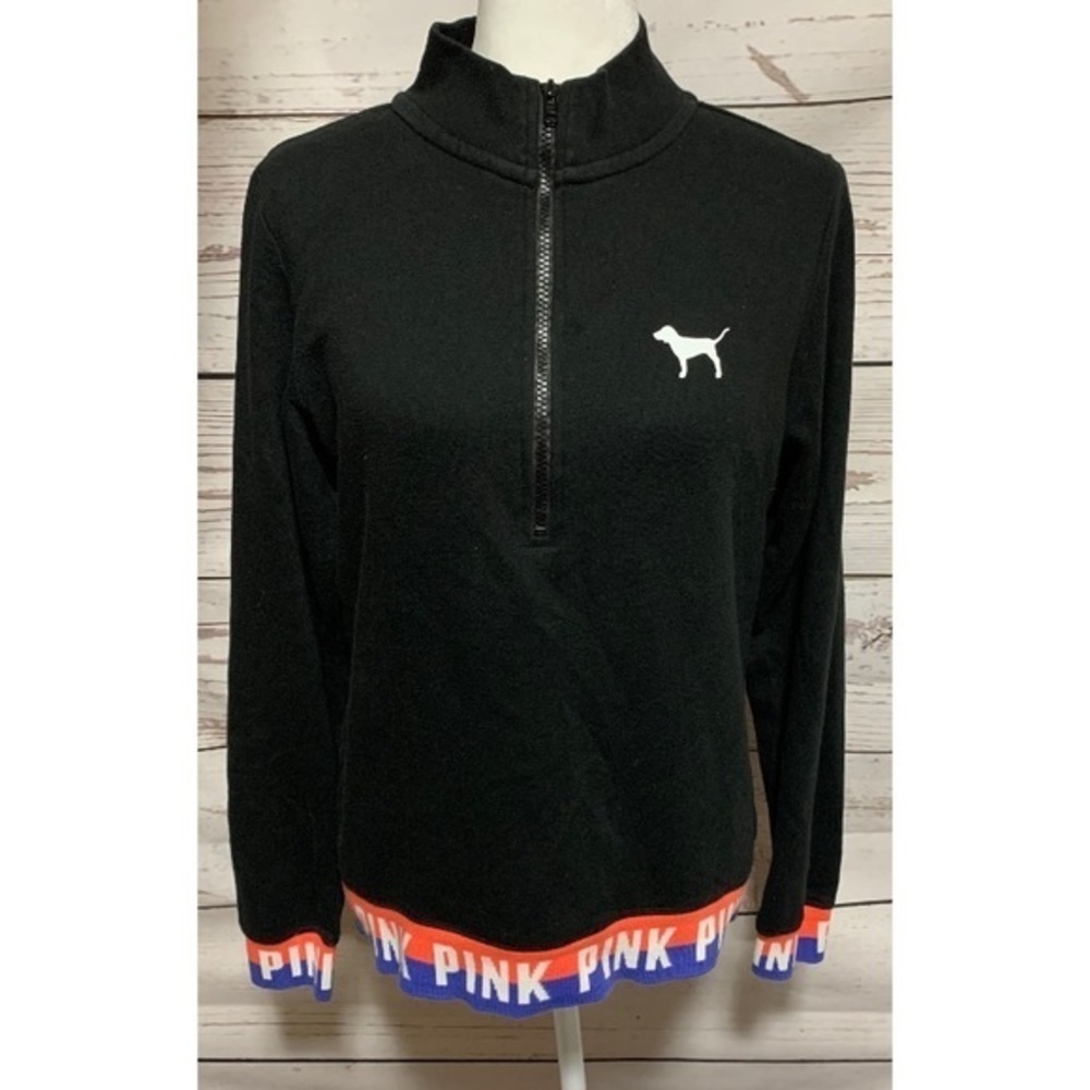 EUC PINK VS Half Zip Knit Bottom Pullover